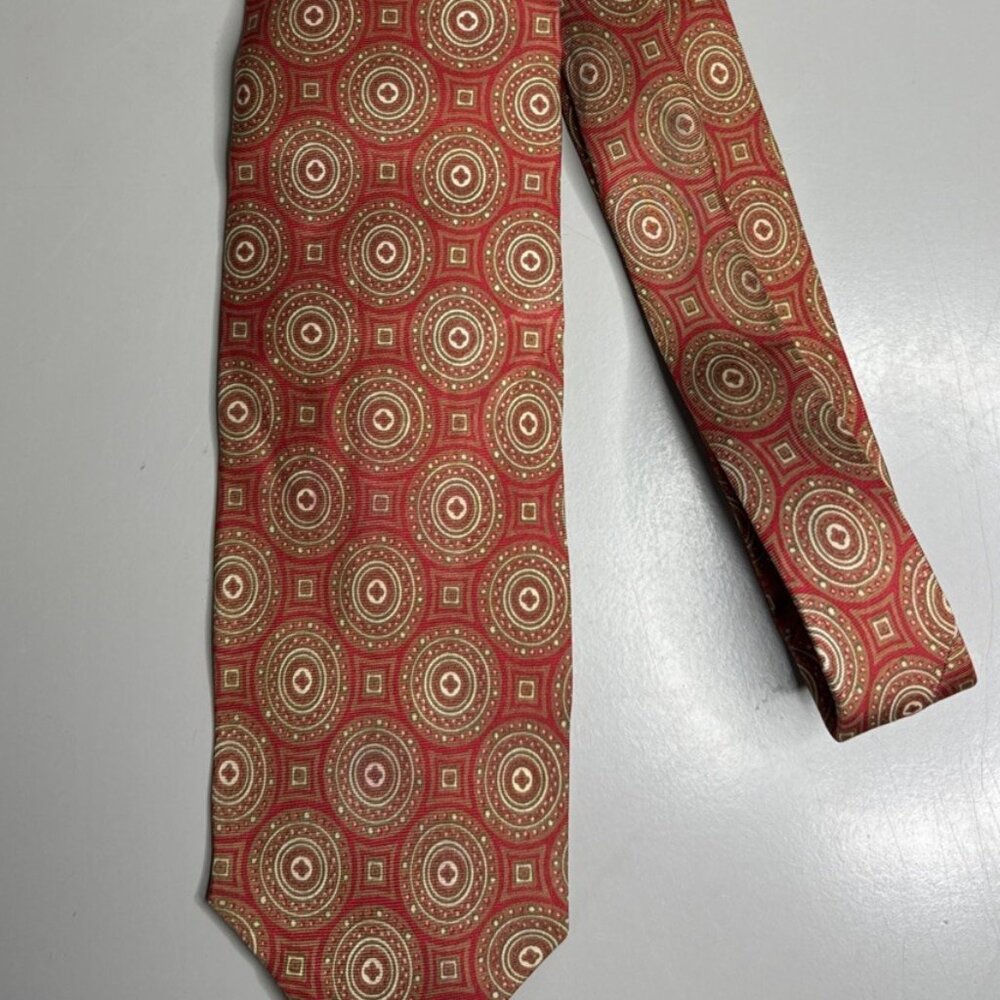 Vintage Phelps Terkel Hand Crafted Red/Gold Medallion Silk Tie